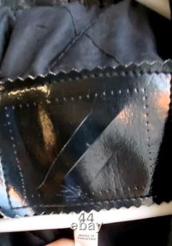 VTG Black Leather Motorcycle Jacket SZ 44 Heavy Durable Lace Up Sides Biker