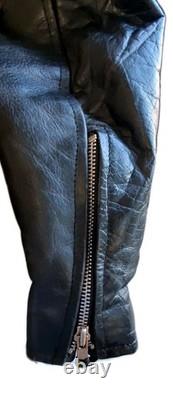 VTG Black Leather Motorcycle Jacket SZ 44 Heavy Durable Lace Up Sides Biker