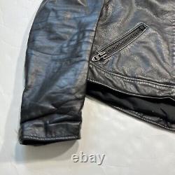 VTG Brooks Black Cafe Racer Leather Motorcycle Jacket Men's Sz 42 Talon Zipper