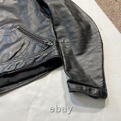 VTG Brooks Black Cafe Racer Leather Motorcycle Jacket Men's Sz 42 Talon Zipper