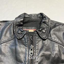 VTG Brooks Black Cafe Racer Leather Motorcycle Jacket Men's Sz 42 Talon Zipper