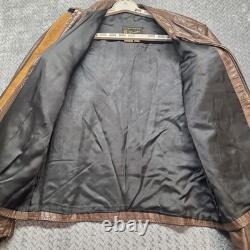 VTG Brooks Leather Cafe Racer Moto Jacket Men's Size 44 Brown Talon Zip USA Made