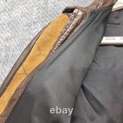 VTG Brooks Leather Cafe Racer Moto Jacket Men's Size 44 Brown Talon Zip USA Made