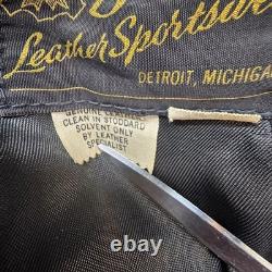 VTG Brooks Leather Cafe Racer Moto Jacket Men's Size 44 Brown Talon Zip USA Made