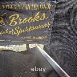 VTG Brooks Leather Cafe Racer Moto Jacket Men's Size 44 Brown Talon Zip USA Made