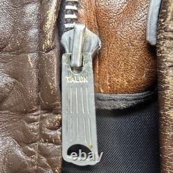 VTG Brooks Leather Cafe Racer Moto Jacket Men's Size 44 Brown Talon Zip USA Made