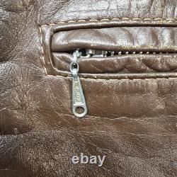 VTG Brooks Leather Cafe Racer Moto Jacket Men's Size 44 Brown Talon Zip USA Made