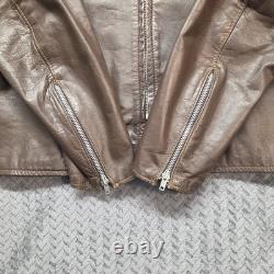 VTG Brooks Leather Cafe Racer Moto Jacket Men's Size 44 Brown Talon Zip USA Made