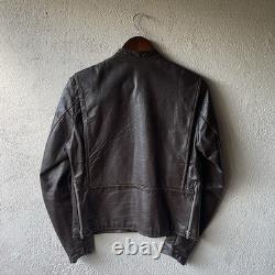 VTG Brooks Leather Cafe Racer Moto Jacket Men's Size S Brown Talon Zip USA Made