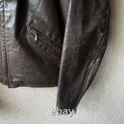 VTG Brooks Leather Cafe Racer Moto Jacket Men's Size S Brown Talon Zip USA Made