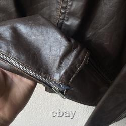 VTG Brooks Leather Cafe Racer Moto Jacket Men's Size S Brown Talon Zip USA Made