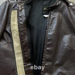 VTG Brooks Leather Cafe Racer Moto Jacket Men's Size S Brown Talon Zip USA Made