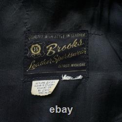 VTG Brooks Leather Cafe Racer Moto Jacket Men's Size S Brown Talon Zip USA Made