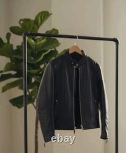 VTG Custom BILT Men's Black Heavy Leather Full Zip Racer Motorcycle Jacket! 2XL