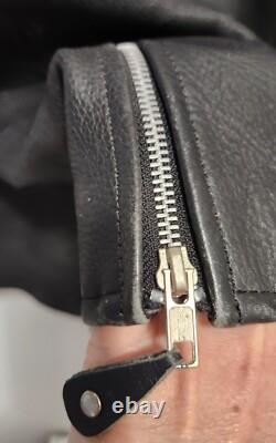 VTG Custom BILT Men's Black Heavy Leather Full Zip Racer Motorcycle Jacket! 2XL