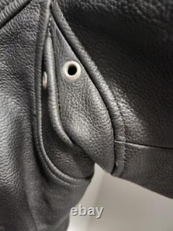 VTG Custom BILT Men's Black Heavy Leather Full Zip Racer Motorcycle Jacket! 2XL