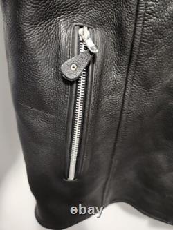 VTG Custom BILT Men's Black Heavy Leather Full Zip Racer Motorcycle Jacket! 2XL