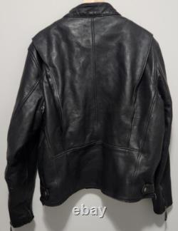 VTG Custom BILT Men's Black Heavy Leather Full Zip Racer Motorcycle Jacket! 2XL