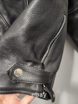 VTG Custom BILT Men's Black Heavy Leather Full Zip Racer Motorcycle Jacket! 2XL