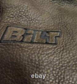 VTG Custom BILT Men's Black Heavy Leather Full Zip Racer Motorcycle Jacket! 2XL