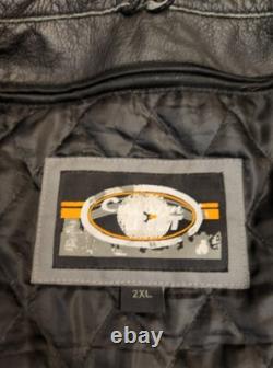 VTG Custom BILT Men's Black Heavy Leather Full Zip Racer Motorcycle Jacket! 2XL