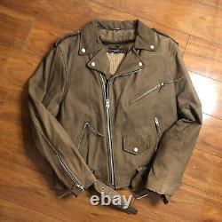 VTG DIAMOND LEATHER Jacket Men's SIZE 42 Brown Leather Cafe Motorcycle BIker