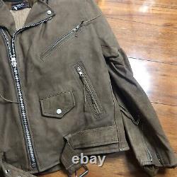 VTG DIAMOND LEATHER Jacket Men's SIZE 42 Brown Leather Cafe Motorcycle BIker