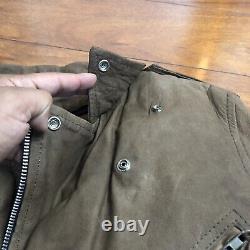 VTG DIAMOND LEATHER Jacket Men's SIZE 42 Brown Leather Cafe Motorcycle BIker