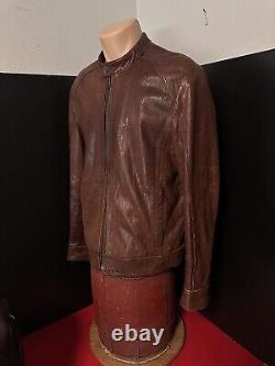 VTG D&G Mens, Bn, Leather Café Racer Moto Jacket, Med XLNT, Cool, Stylish