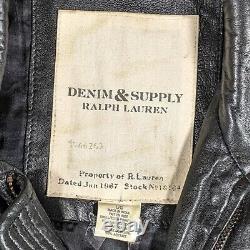VTG Denim & Supply Polo Ralph Lauren Brown Leather WWII A-2 Bomber Jacket AS IS