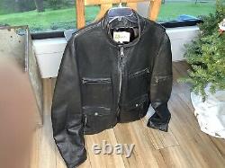 VTG EUC MENS 48 W. B. Place & Co. USA Black Leather Cafe Racer Motorcycle Jacket