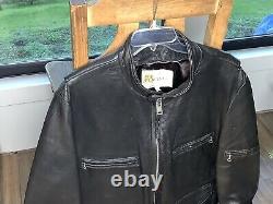 VTG EUC MENS 48 W. B. Place & Co. USA Black Leather Cafe Racer Motorcycle Jacket