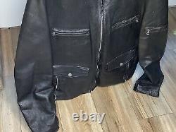 VTG EUC MENS 48 W. B. Place & Co. USA Black Leather Cafe Racer Motorcycle Jacket