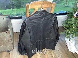 VTG EUC MENS 48 W. B. Place & Co. USA Black Leather Cafe Racer Motorcycle Jacket