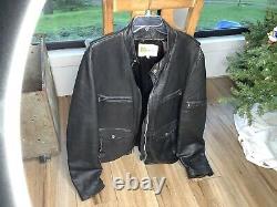 VTG EUC MENS 48 W. B. Place & Co. USA Black Leather Cafe Racer Motorcycle Jacket
