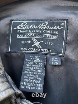 VTG Eddie Bauer Distressed Leather Jacket Coat L / XL Brown Heavy Bomber Pilot