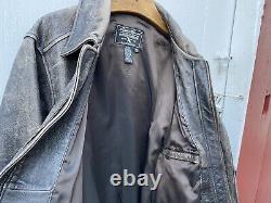 VTG Eddie Bauer Distressed Leather Jacket Coat L / XL Brown Heavy Bomber Pilot