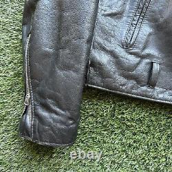 VTG Excelled Black MADE IN USA Leather Motorcycle Jacket Harley Patch Sz 46