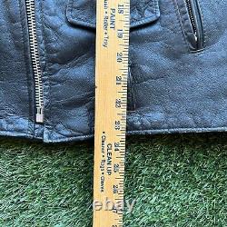 VTG Excelled Black MADE IN USA Leather Motorcycle Jacket Harley Patch Sz 46