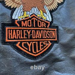 VTG Excelled Black MADE IN USA Leather Motorcycle Jacket Harley Patch Sz 46