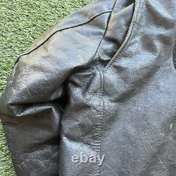 VTG Excelled Black MADE IN USA Leather Motorcycle Jacket Harley Patch Sz 46