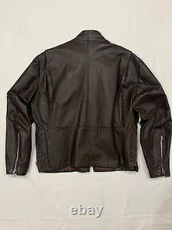 VTG Excelled Leather Brown Cafe Racer Motorcycle Biker Jacket Made USA Mens 44R