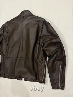 VTG Excelled Leather Brown Cafe Racer Motorcycle Biker Jacket Made USA Mens 44R