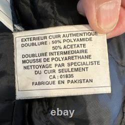 VTG First Black Biker Jacket Men's Size 44 Zipper Belt Button Epaulette Lace-Up
