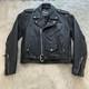 VTG First Genuine Leather Motorcycle Jacket Cropped Ramones Metal Grunge Men 38