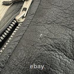 VTG First Genuine Leather Motorcycle Jacket Cropped Ramones Metal Grunge Men 38