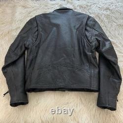 VTG First Genuine Leather Motorcycle Jacket Cropped Ramones Metal Grunge Men 38
