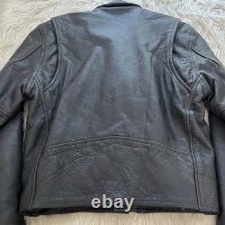 VTG First Genuine Leather Motorcycle Jacket Cropped Ramones Metal Grunge Men 38