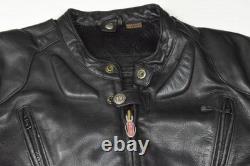VTG Firstgear Leather Motorcycle Jacket Mens 42 S-Pilot Black Hein Gericke 2000