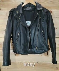 VTG Fox Creek Leather Motorcycle Zipper Jacket Made in USA Size Medium